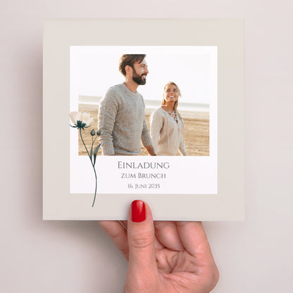 Beilegekarte Hochzeit Einfaches Quadrat Süße Blumen foto N° 2
