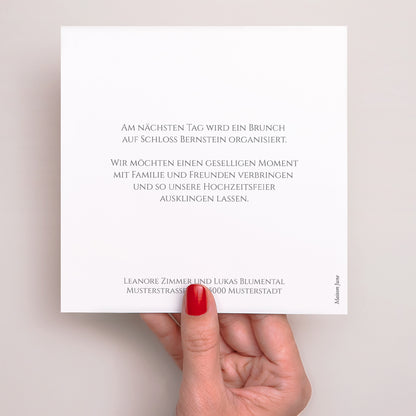Beilegekarte Hochzeit Einfaches Quadrat Süße Blumen foto N° 3