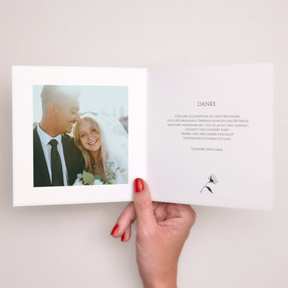 Dankeskarte Hochzeit Doppelflügelfenster Süße Blumen foto N° 2