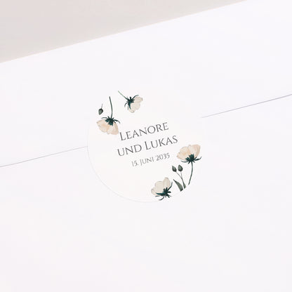 Sticker Hochzeit Rund Süße Blumen foto N° 1