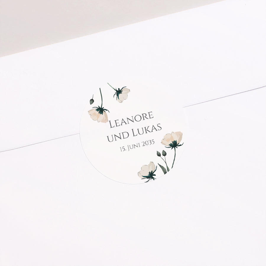 Sticker Hochzeit Rund Süße Blumen foto