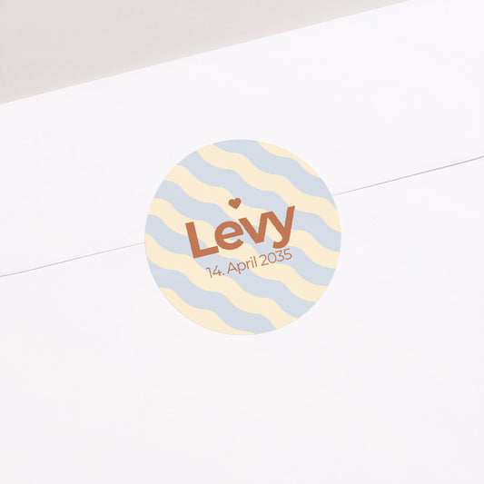 Sticker Geburt Rund Bunte Wellen Jungs foto