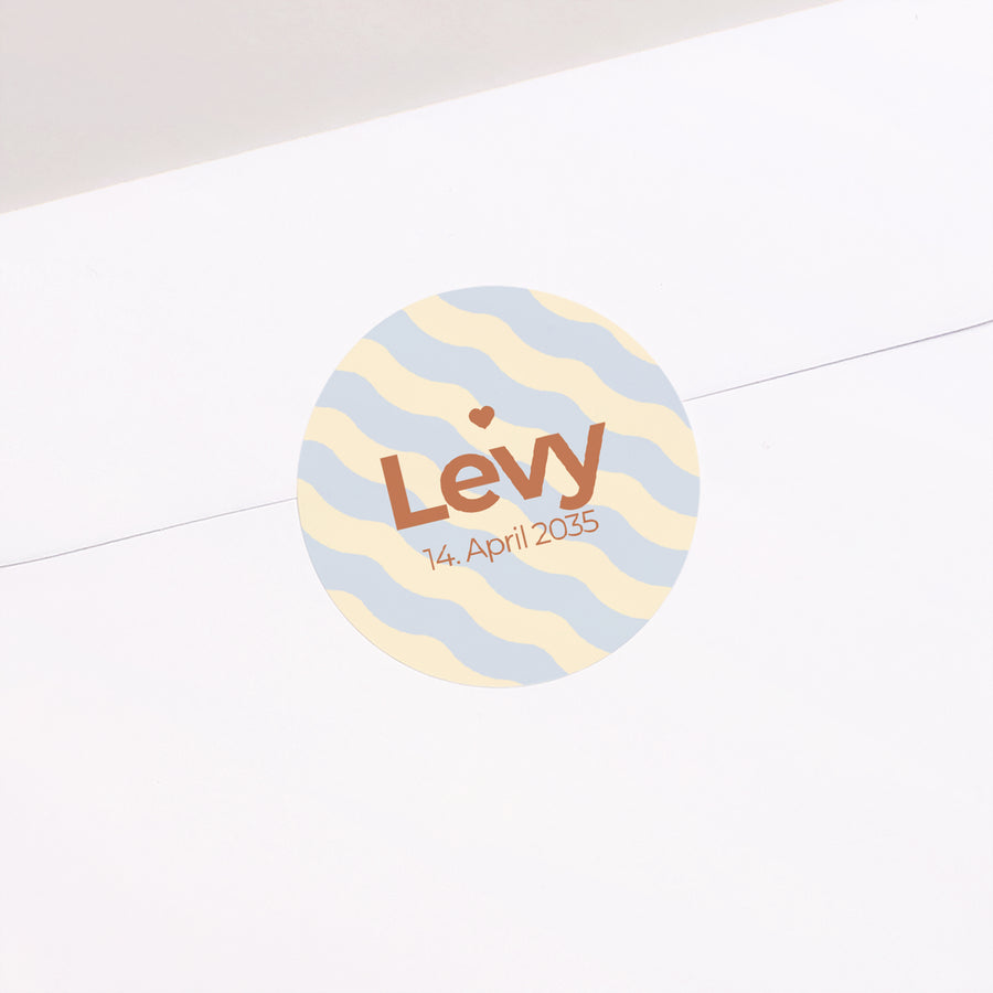 Sticker Geburt Rund Bunte Wellen Jungs foto