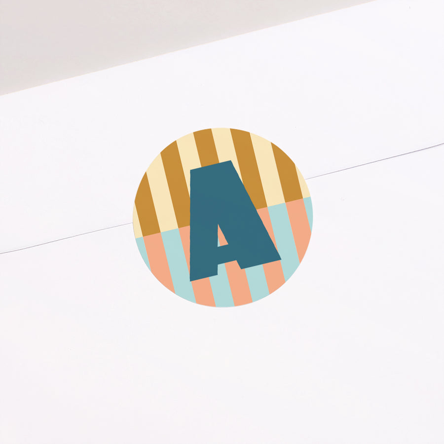 Sticker Geburt Rund Bunte Streifen blau II foto