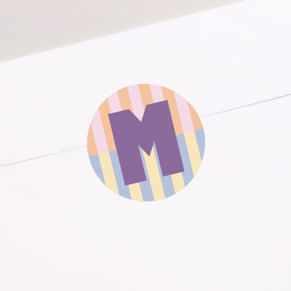 Sticker Geburt Rund Bunte Streifen rosa II foto N° 1