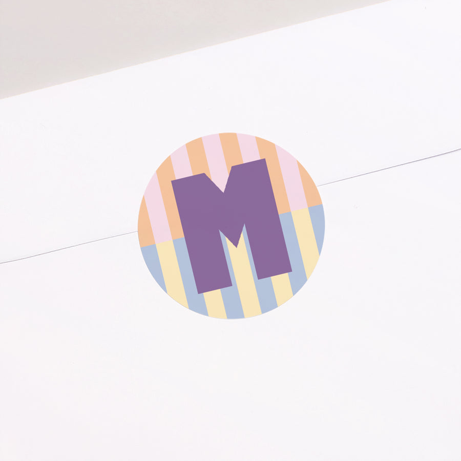 Sticker Geburt Rund Bunte Streifen rosa II foto