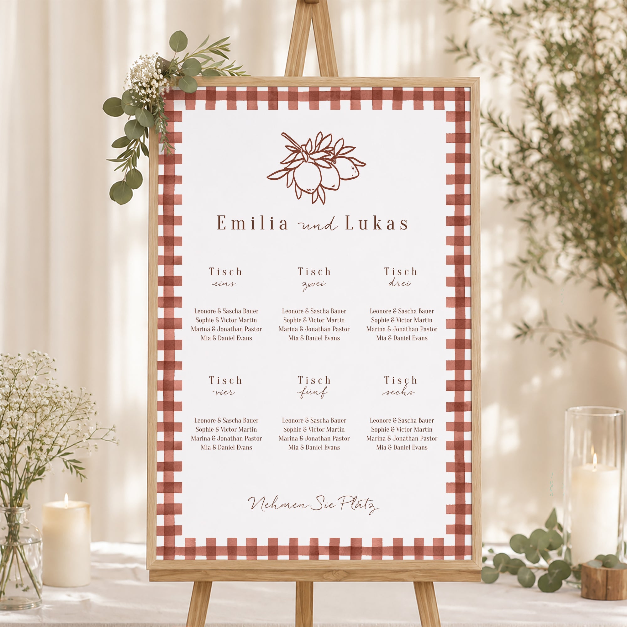 Sitzplan Hochzeit Porträt 60 x 90 cm Liebliche Liebe foto N° 1