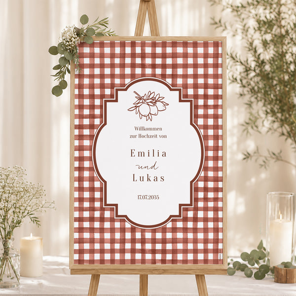 Begrüßungstafel Hochzeit Porträt 60 x 90 cm Liebliche Liebe foto