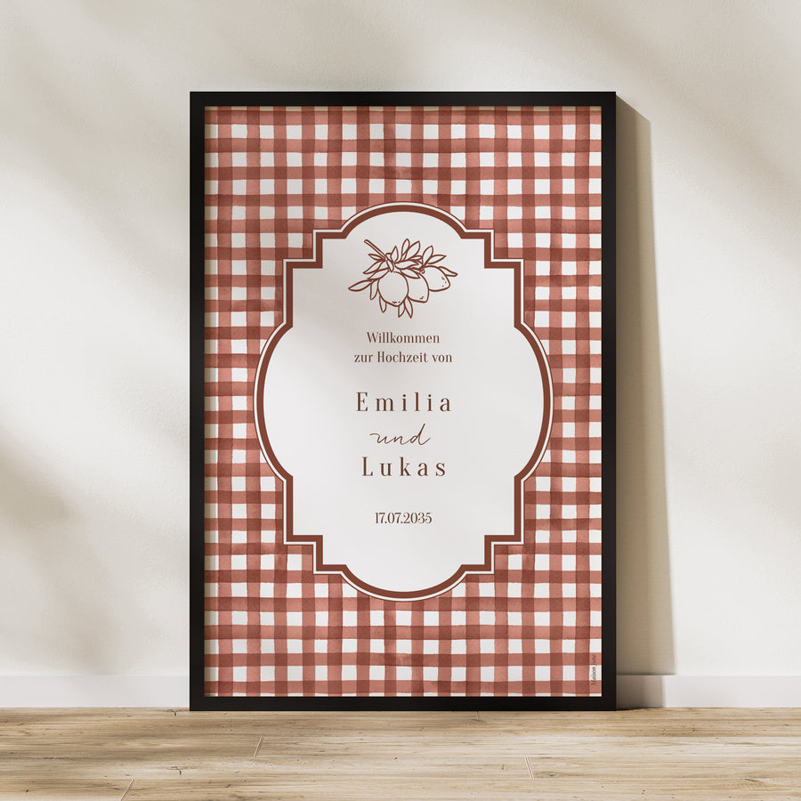 Begrüßungstafel Hochzeit Porträt 60 x 90 cm Liebliche Liebe foto