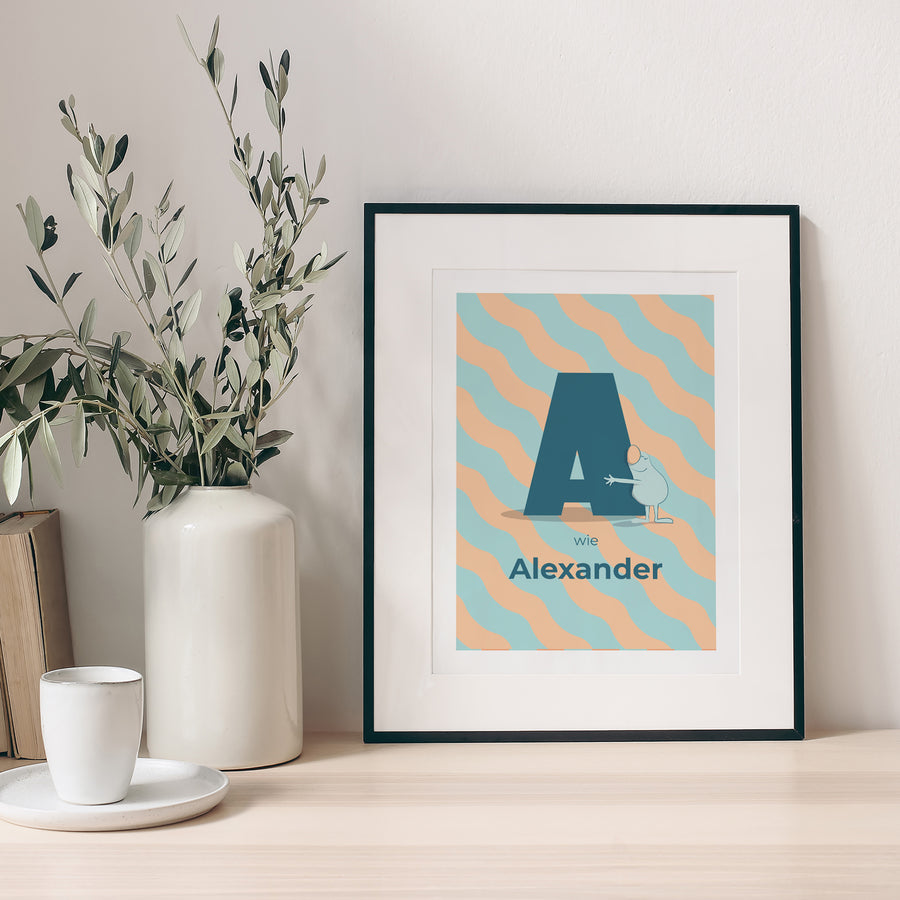 Poster Geburt Porträt Meine anfängliche Liebe Blau II foto