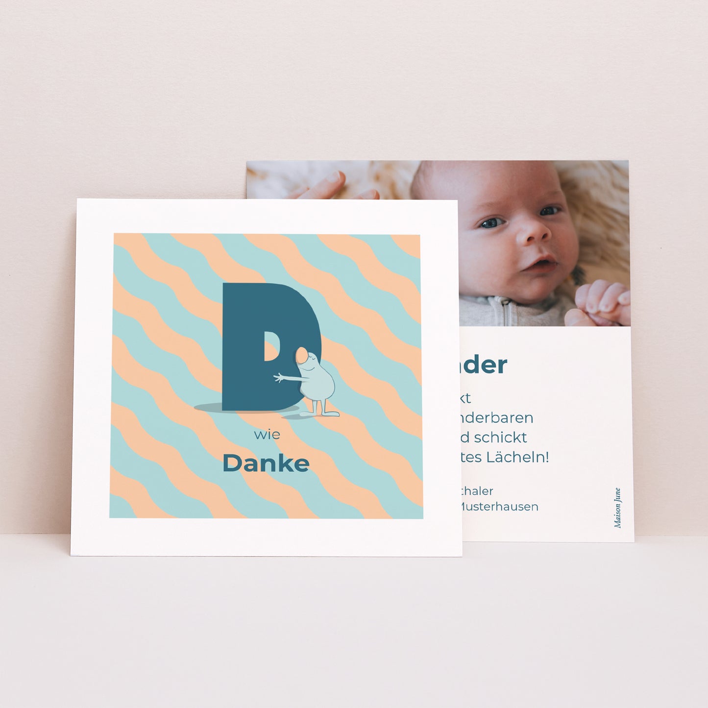 Dankeskarte Geburt Quadrat Meine anfängliche Liebe Blau II foto N° 1