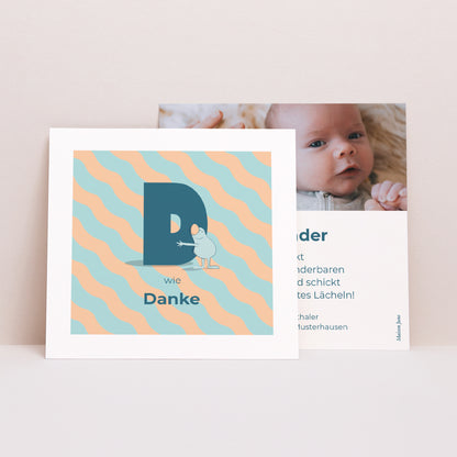 Dankeskarte Geburt Quadrat Meine anfängliche Liebe Blau II foto N° 1