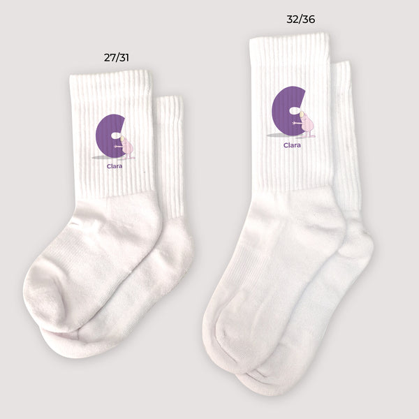 Kindersocken Weiße Meine rosa Liebesinitiale II foto
