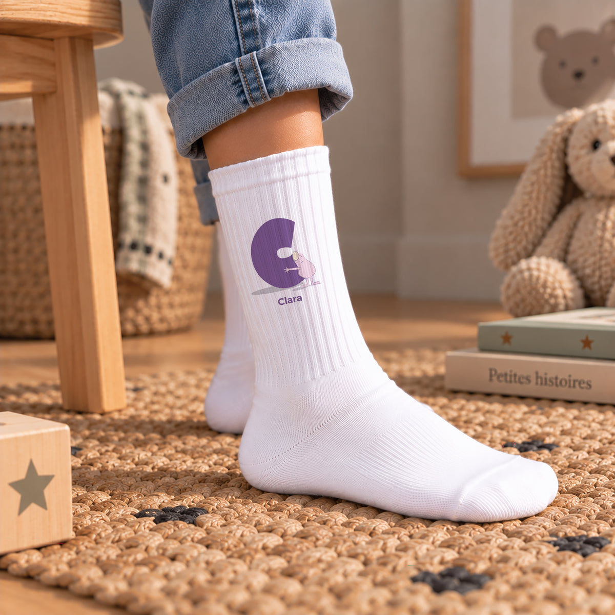Kindersocken Weiße Meine rosa Liebesinitiale II foto N° 2