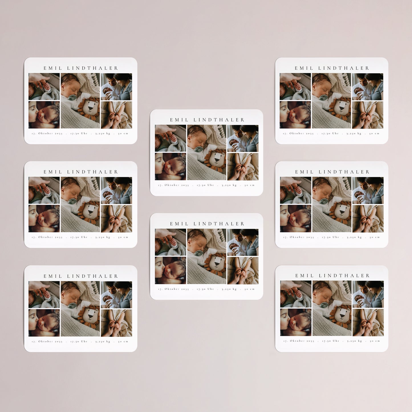 Geburtskarte Set von 8, magnetisch, Landschaft, rechteckige abgerundete Ecken Schatz in Bildern foto N° 3