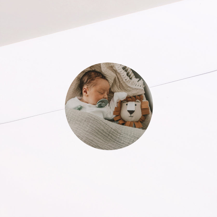 Sticker Geburt Rund Schatz in Bildern foto