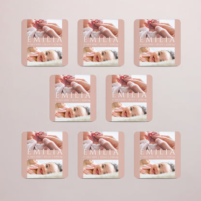 Geburtskarte Set von 8, magnetisch, quadratisch mit abgerundeten Ecken Ziel Glück foto N° 3