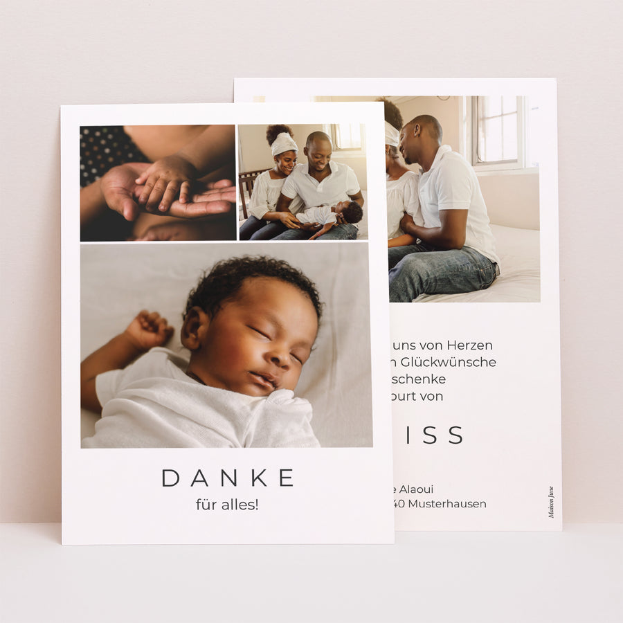 Dankeskarte Geburt Porträt Wertvolle Grüße foto