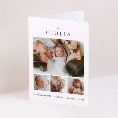 Geburtskarten Doppelflügelporträt Erinnerungen zum Schätzen foto N° 1