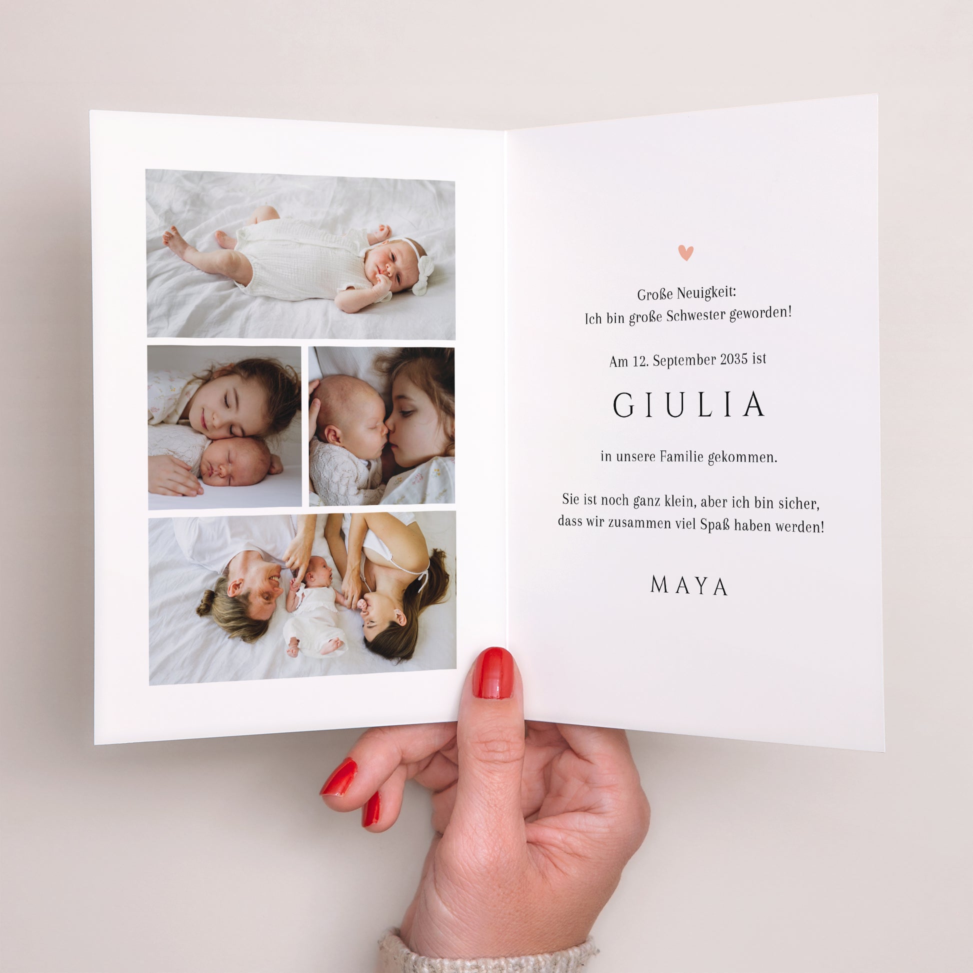 Geburtskarten Doppelflügelporträt Erinnerungen zum Schätzen foto N° 2