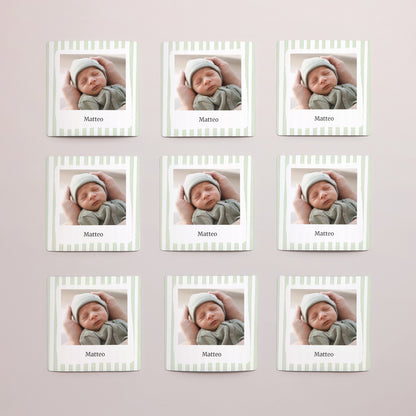 Dankeskarte Geburt Satz von 9, magnetisch. Helle grüne Streifen foto N° 3