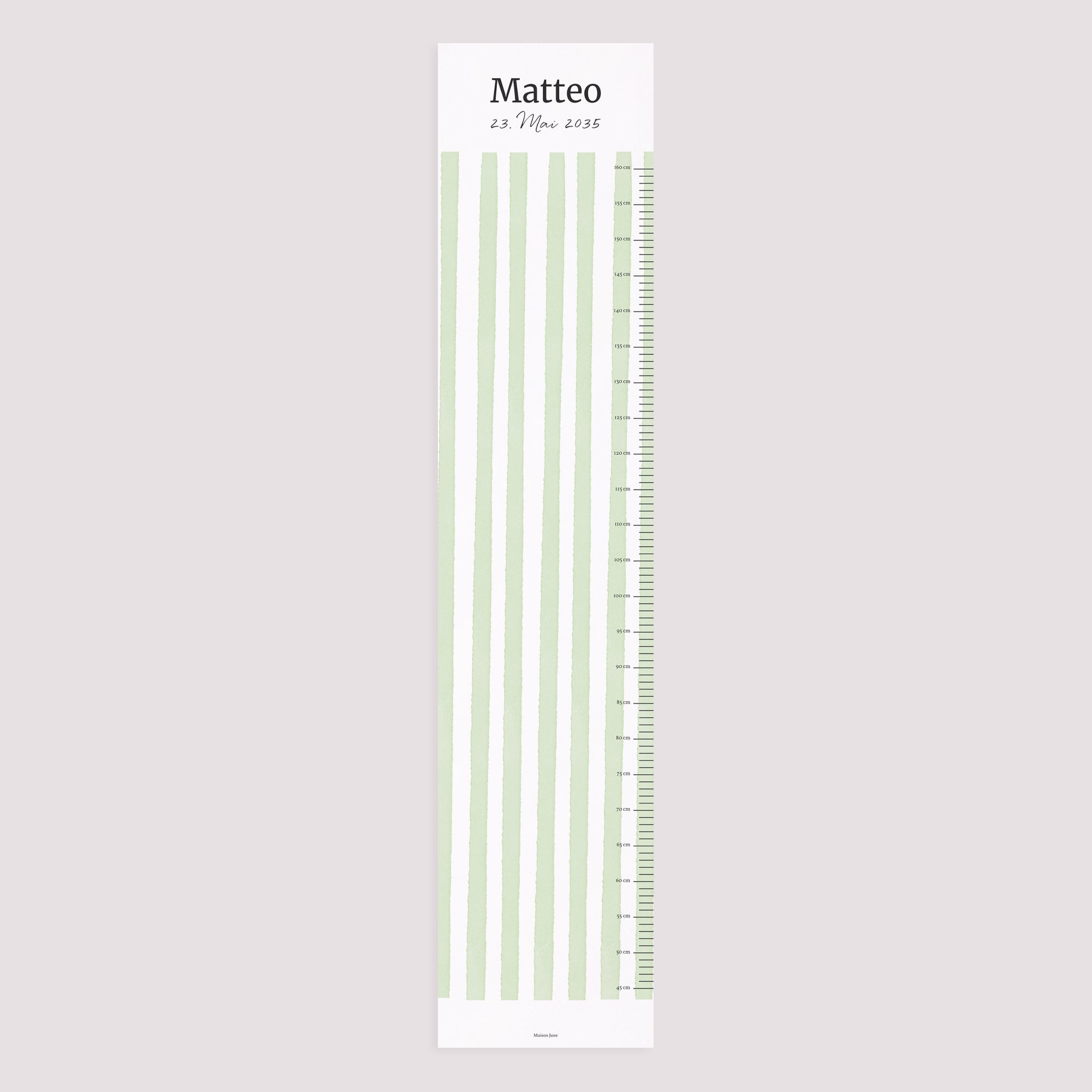 Kindermesslatte Geburt Papier Helle grüne Streifen foto N° 5