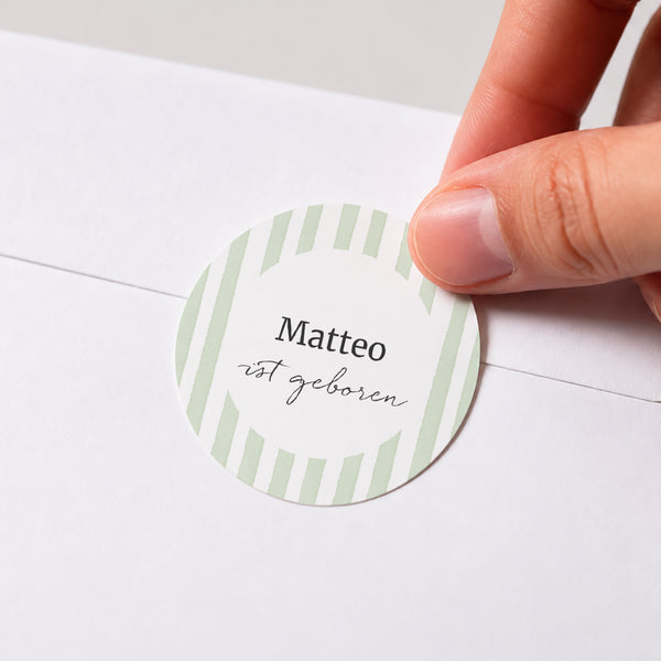 Sticker Geburt Rund Helle grüne Streifen foto
