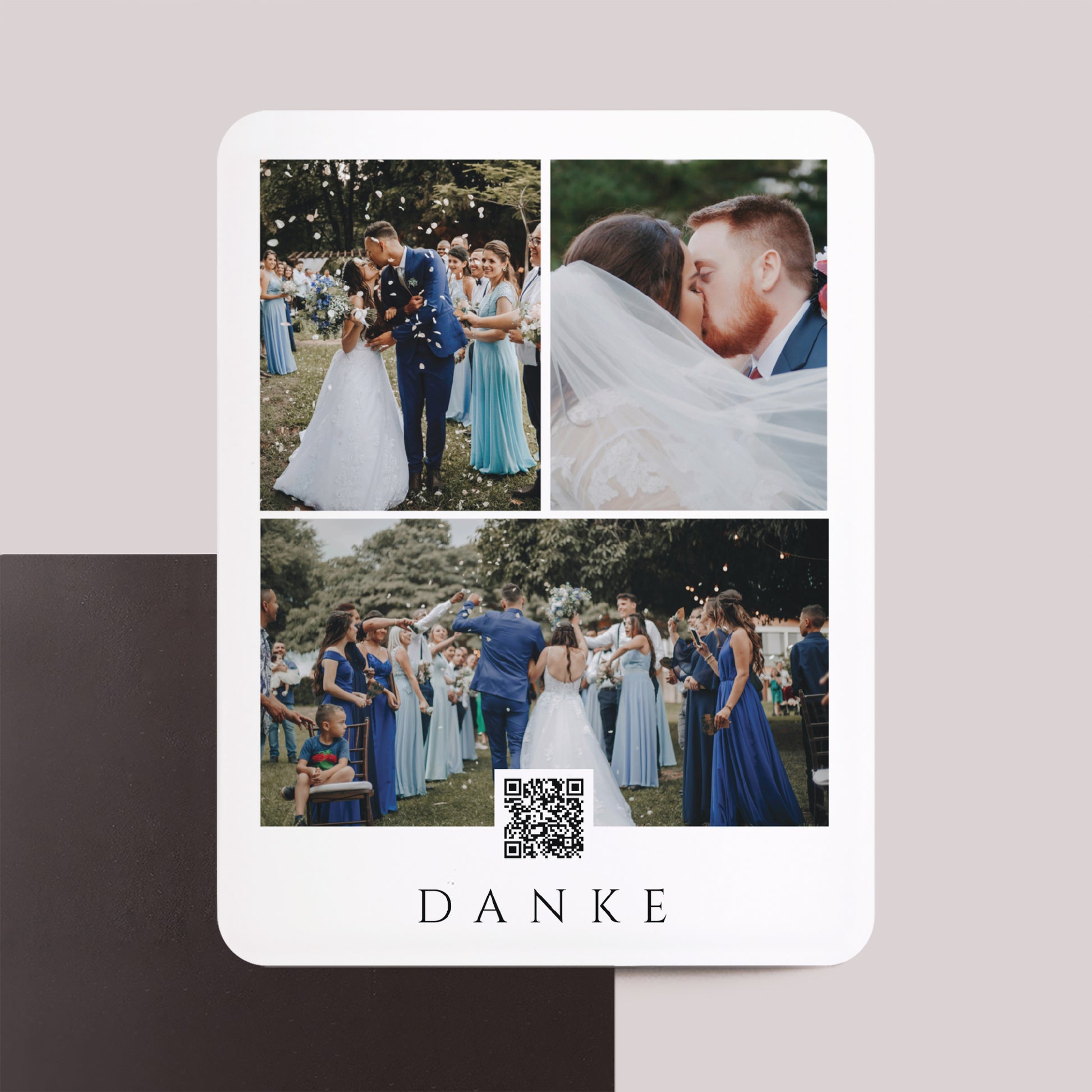 Dankeskarte Hochzeit Set von 8, magnetisch, rechteckig mit abgerundeten Ecken Glücksmomente foto N° 1