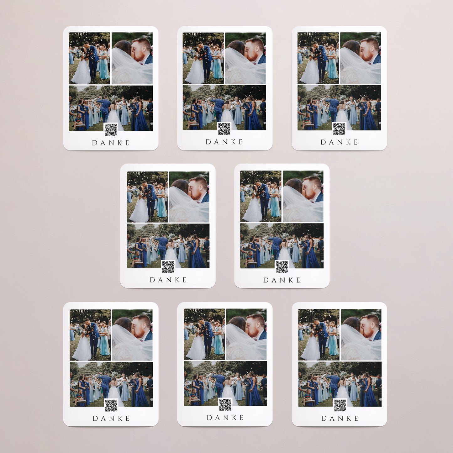 Dankeskarte Hochzeit Set von 8, magnetisch, rechteckig mit abgerundeten Ecken Glücksmomente foto N° 3