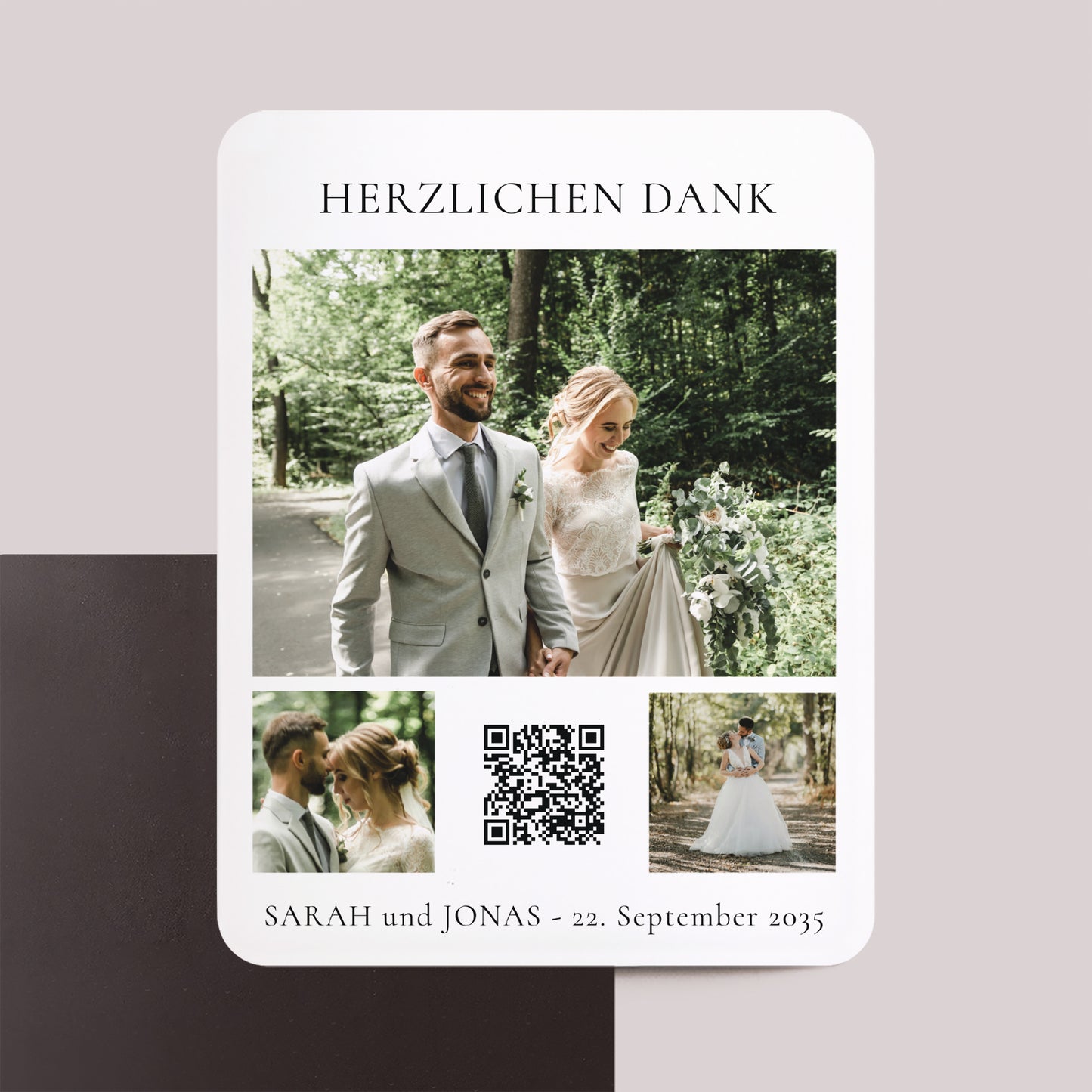 Dankeskarte Hochzeit Set von 8, magnetisch, rechteckig mit abgerundeten Ecken Tag der Verheißung foto N° 1