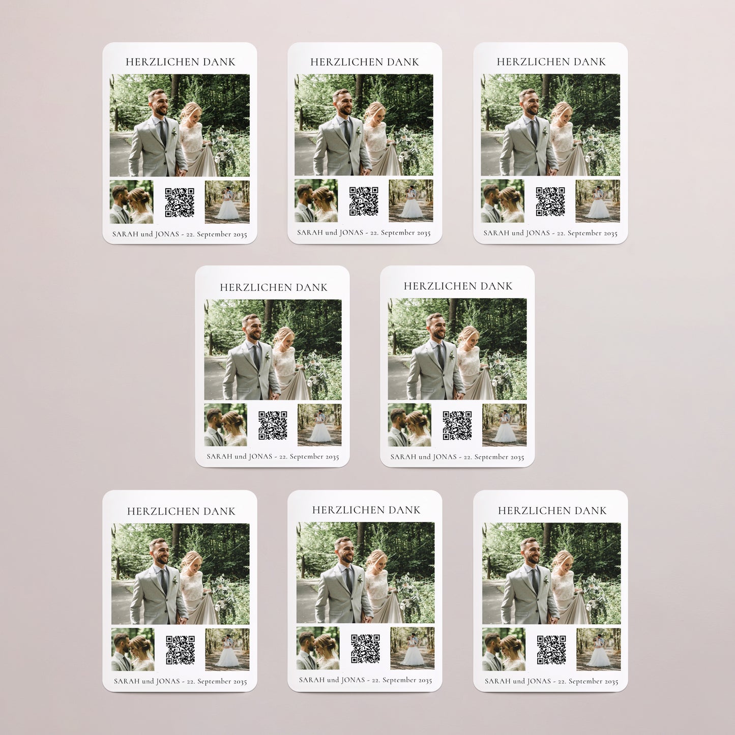 Dankeskarte Hochzeit Set von 8, magnetisch, rechteckig mit abgerundeten Ecken Tag der Verheißung foto N° 3