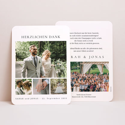 Dankeskarte Hochzeit Porträt, abgerundete Kanten Tag der Verheißung foto N° 1