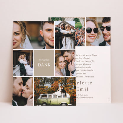 Dankeskarte Hochzeit Porträt Der Rahmen unserer Liebe foto N° 1