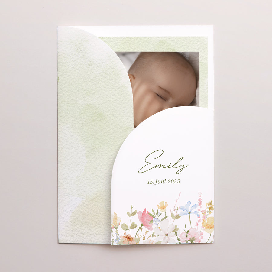 Geburtskarte Hülle für 2 Karten Kleine Liebesblume foto