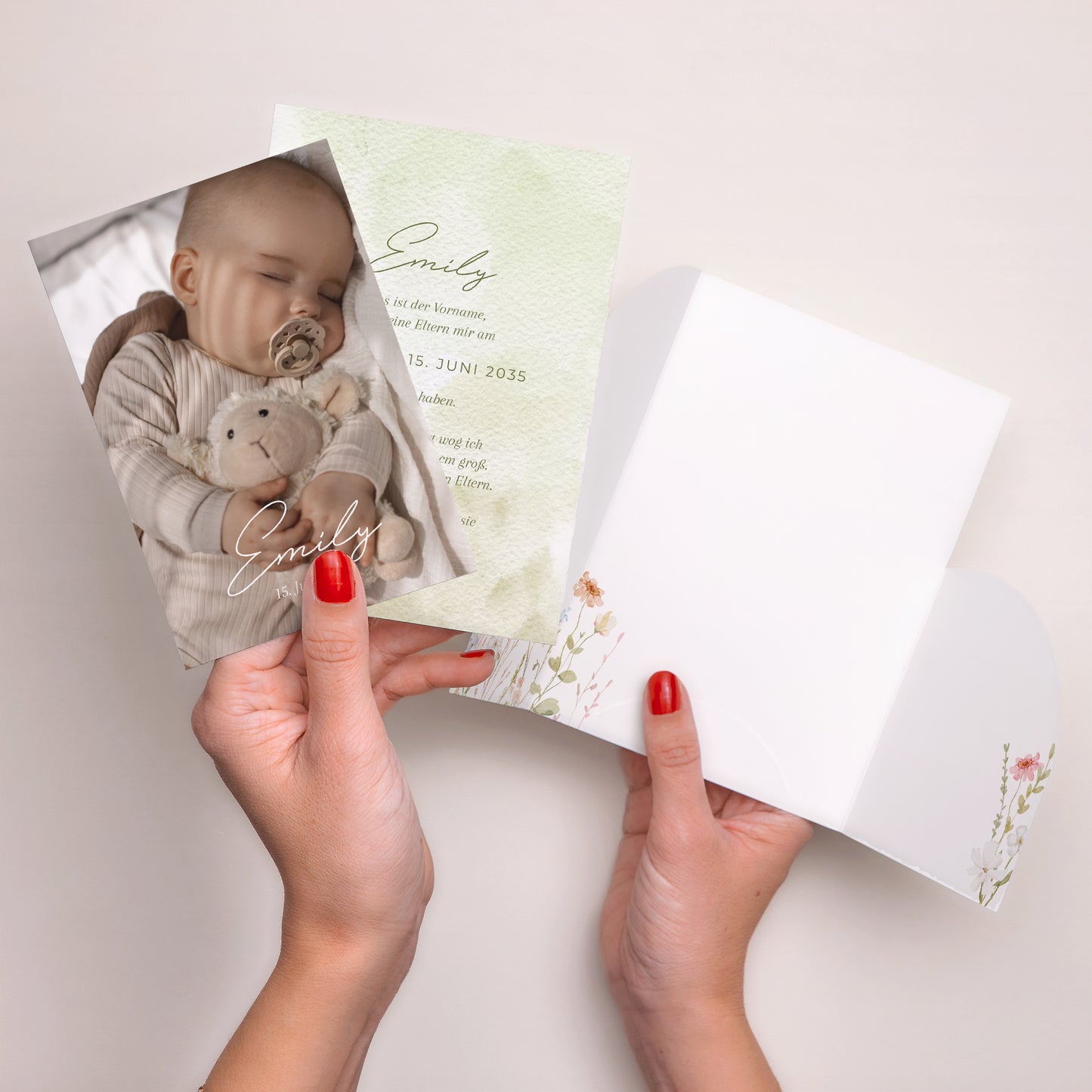 Geburtskarte Hülle für 2 Karten Kleine Liebesblume foto N° 4