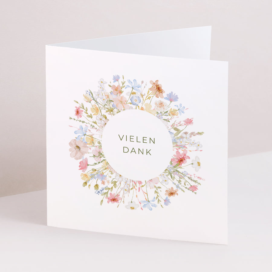 Dankeskarte Geburt Doppelflügelfenster Kleine Liebesblume foto