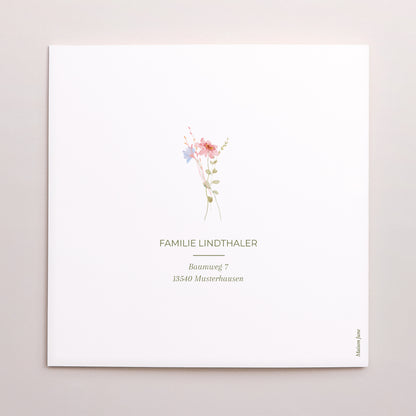 Dankeskarte Geburt Doppelflügelfenster Kleine Liebesblume foto N° 3