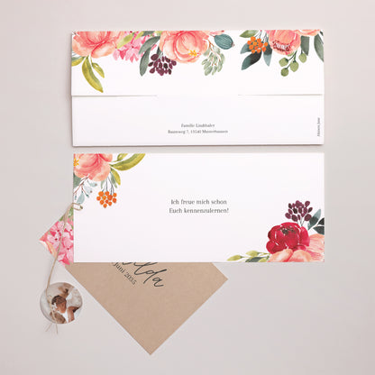 Geburtskarte Mappe 2 Karten, Etikett Baby Bloom foto N° 4