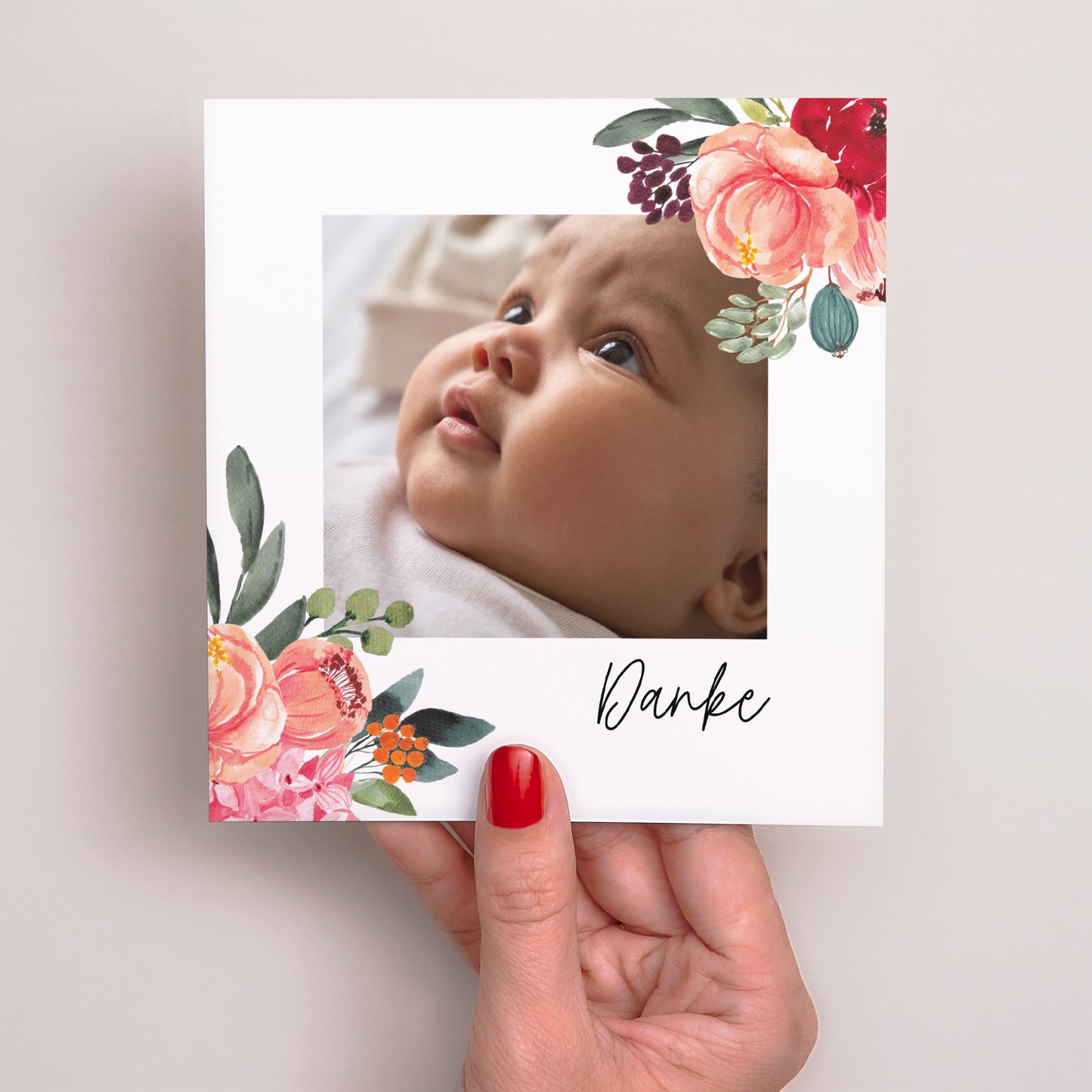Dankeskarte Geburt Quadrat Baby Bloom foto N° 2
