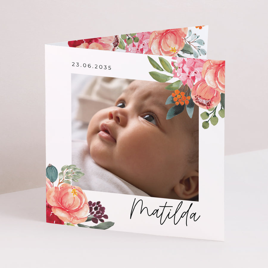Geburtskarte Doppelflügelfenster Baby Bloom foto