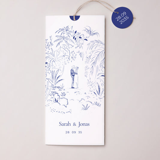 Hochzeitseinladung Portrait-Hülle 2 Karten, Etikett Liebeslichtung foto