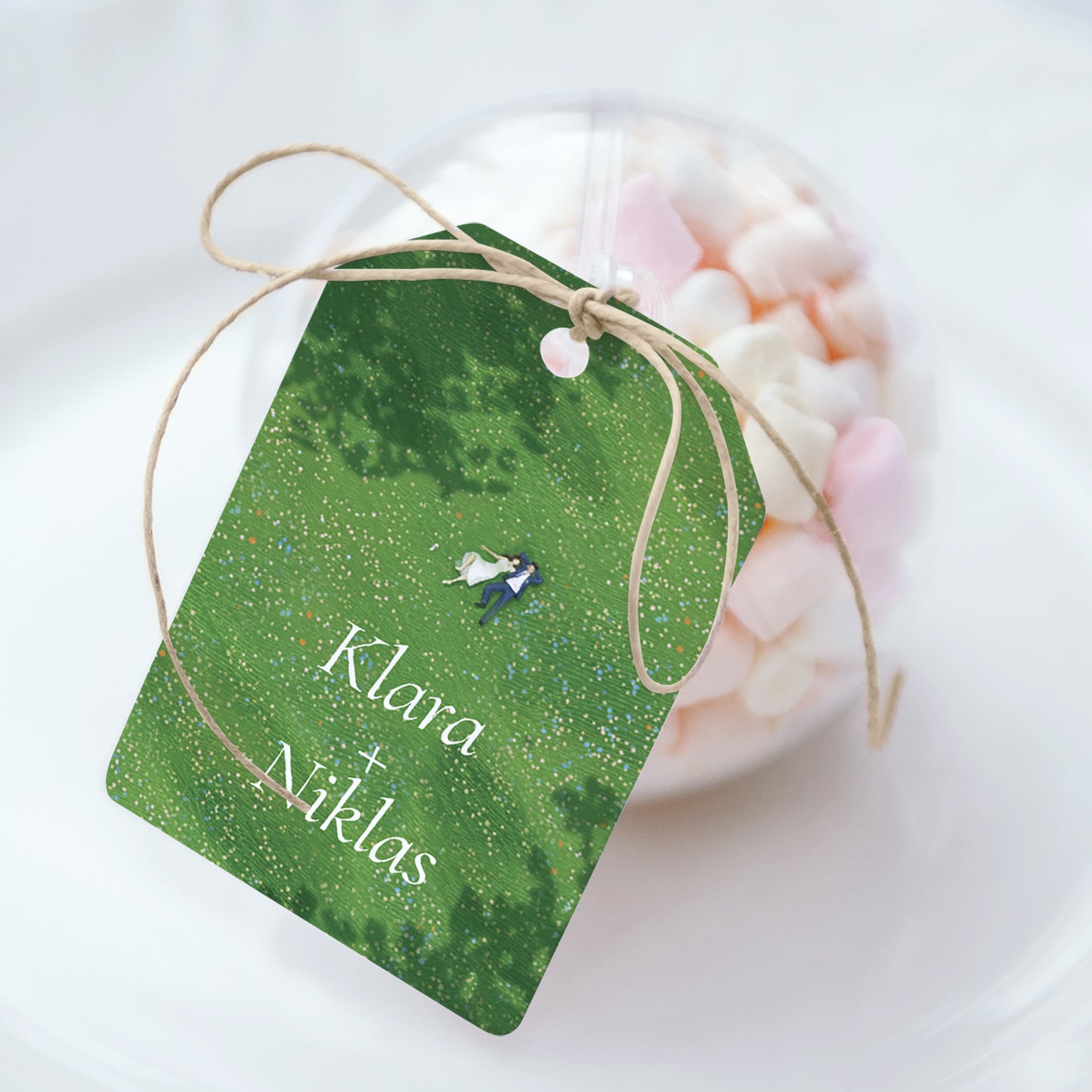 Geschenkbox Hochzeit Ball mit Wimpel-Etikett foto N° 1