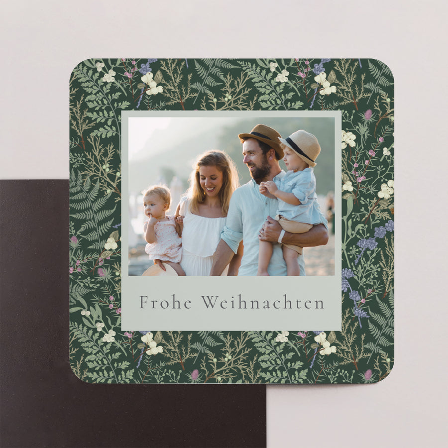 Weihnachtskarte Weihnachten Set von 8, magnetisch, quadratisch mit abgerundeten Ecken Winterlaub foto