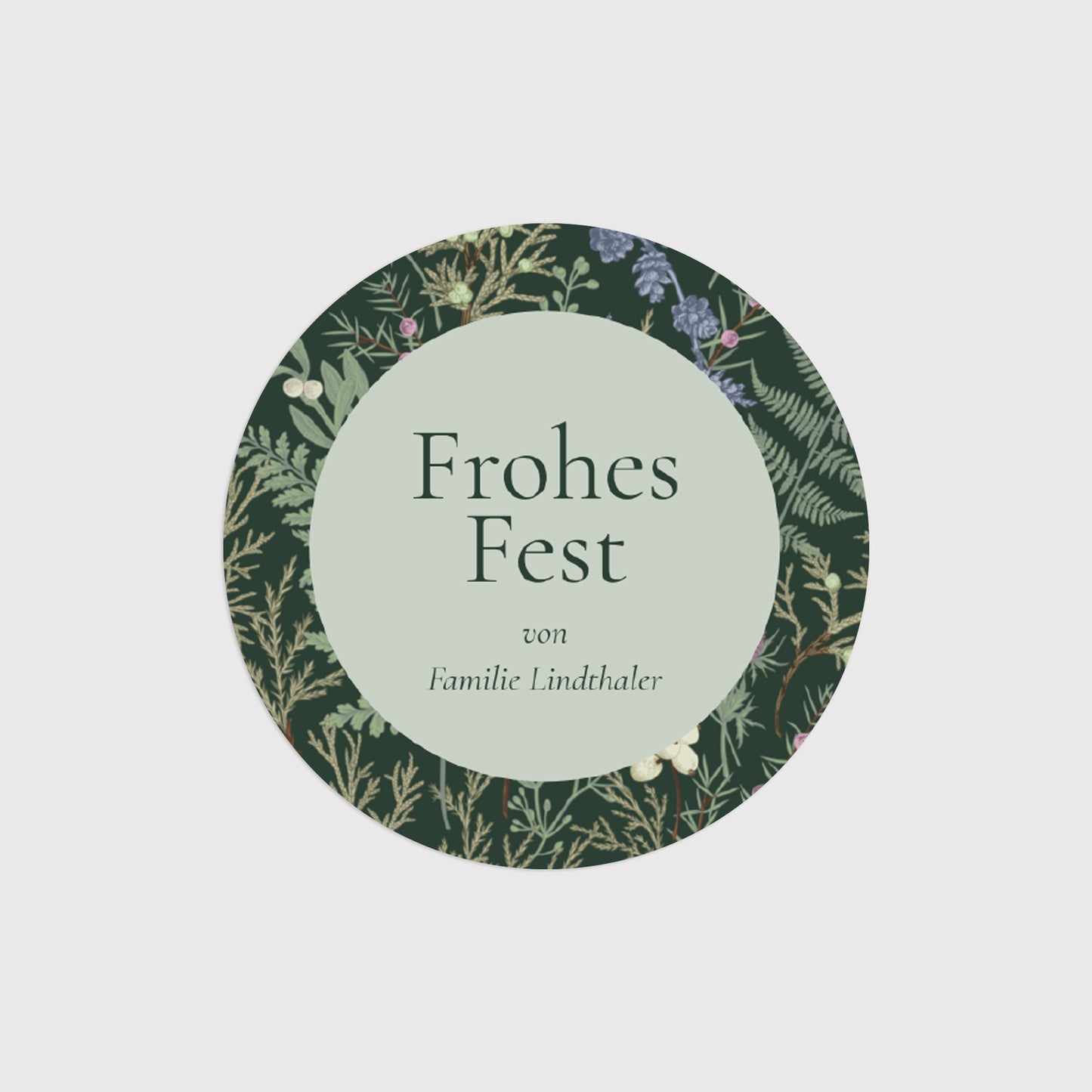 Sticker Weihnachten Rund Winterlaub foto N° 2