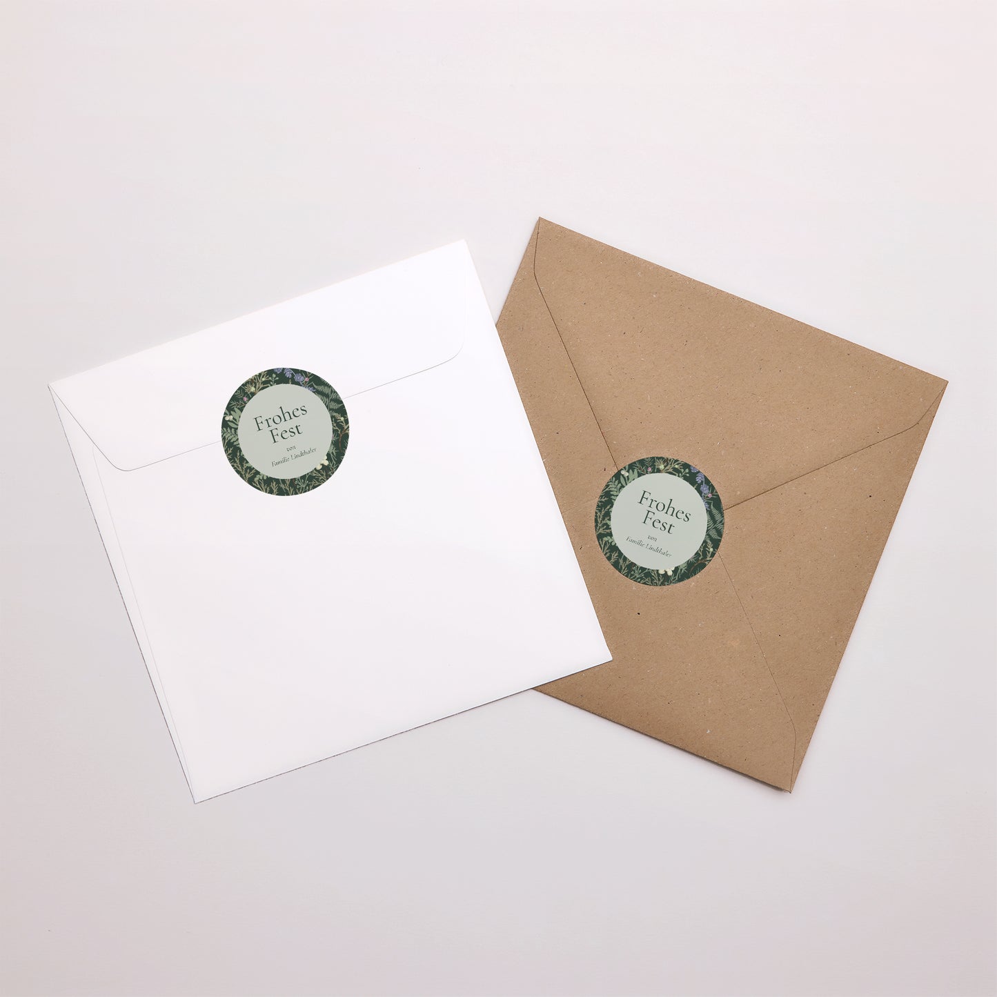 Sticker Weihnachten Rund Winterlaub foto N° 3