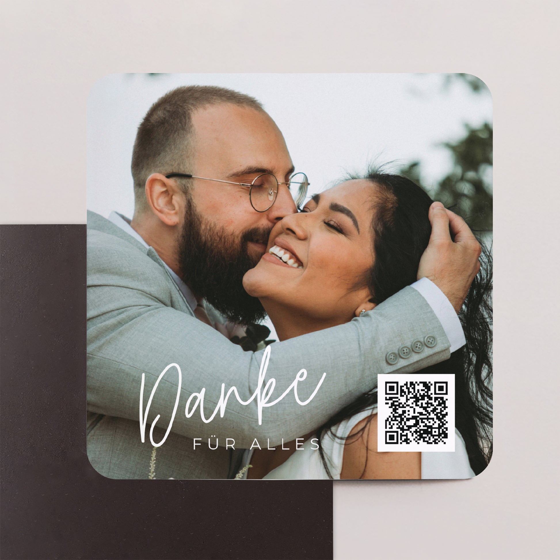 Dankeskarte Hochzeit Set von 8, magnetisch, quadratisch mit abgerundeten Ecken Unsere schönsten Momente foto N° 1