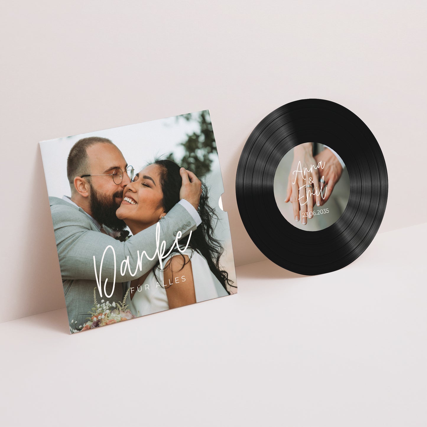 Dankeskarte Hochzeit Schallplattenhülle Unsere schönsten Momente foto N° 1