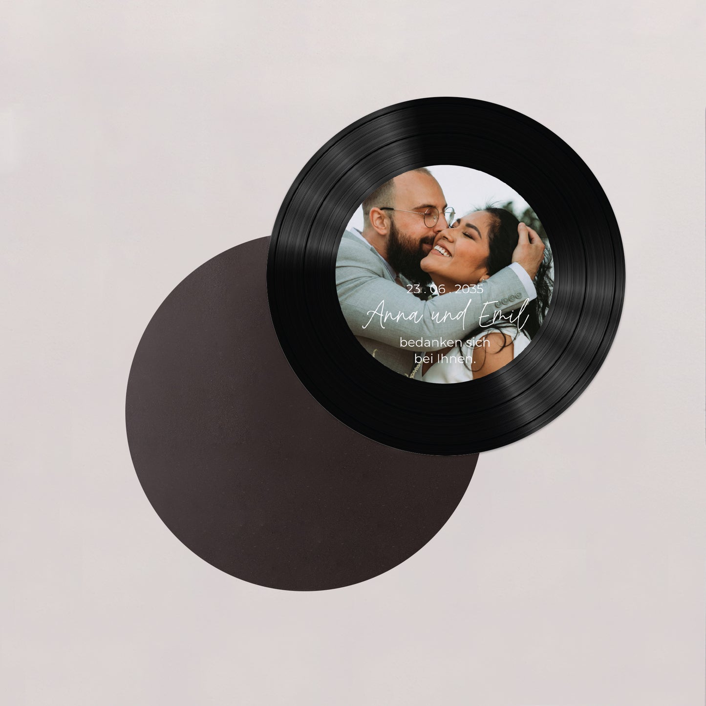 Dankeskarte Hochzeit Set von 8, magnetisch, rund, Ø 10 cm Unsere schönsten Momente foto N° 2