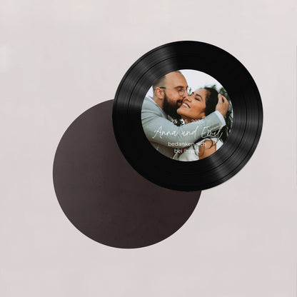 Dankeskarte Hochzeit Set von 8, magnetisch, rund, Ø 10 cm Unsere schönsten Momente foto N° 2