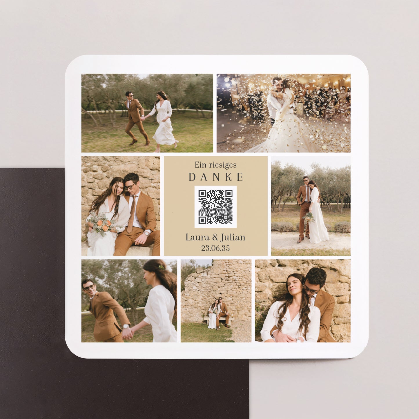 Dankeskarte Hochzeit Set von 8, magnetisch, quadratisch mit abgerundeten Ecken Erinnerung gefangen foto N° 1